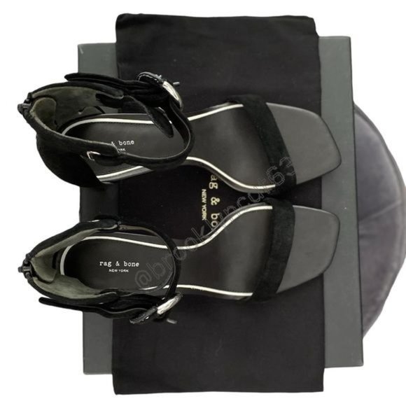 Rag & Bone Ellis Sandals Heels Leather Suede Black 8 - Picture 16 of 16